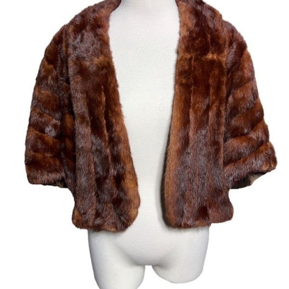 Rare Vintage Circa 1940-1950 Auburn Chestnut Mink Fur Wrap Cape Bridal Stole